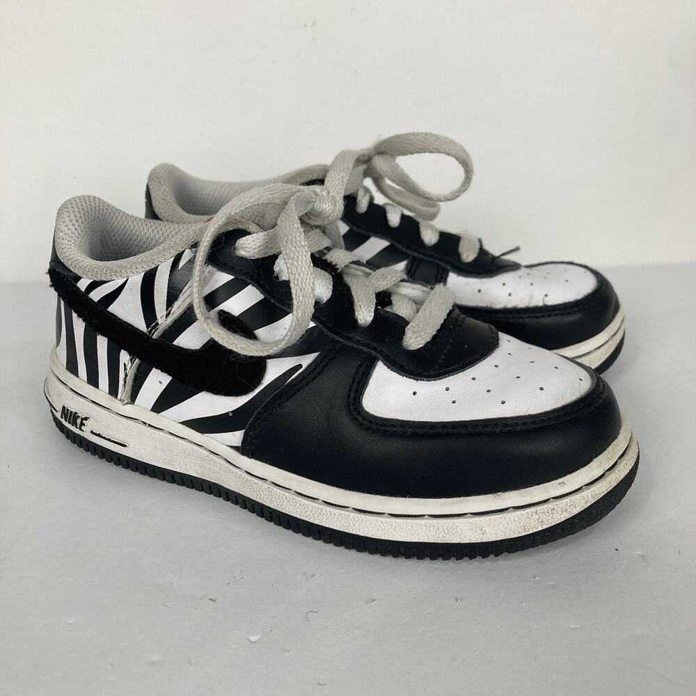 Nike Air Force 1 Low Black & White Zebra Print CU4691-100 TODDLER Size: 10C